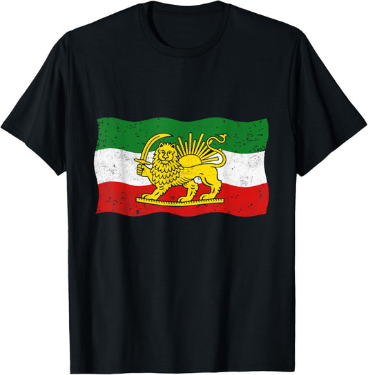 Iran Lion and Sun Flag T-Shirt - T-Shirt | Black
