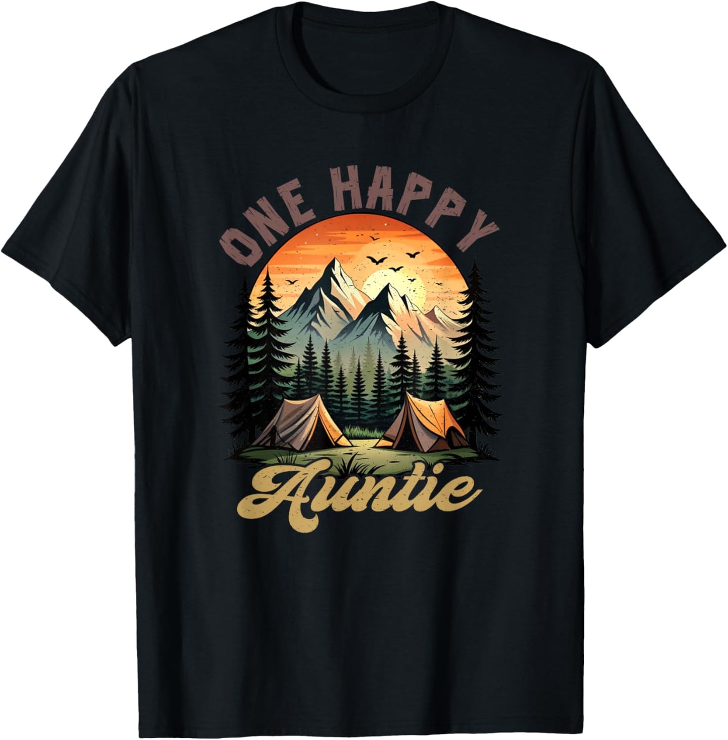 One Happy Auntie Camper 1St Birthday Camping Bear T-Shirt - T-Shirt | Black