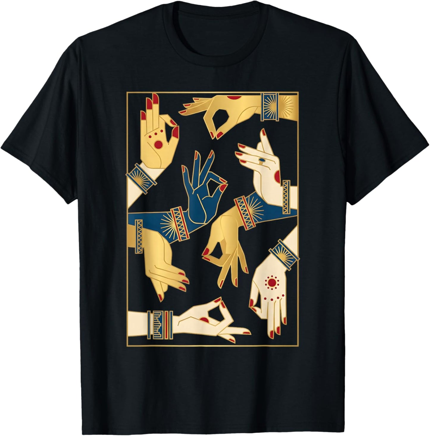 Indian Classical Dance Mudras Bharatanatyam Spiritual Desi T-Shirt - T-Shirt | Black