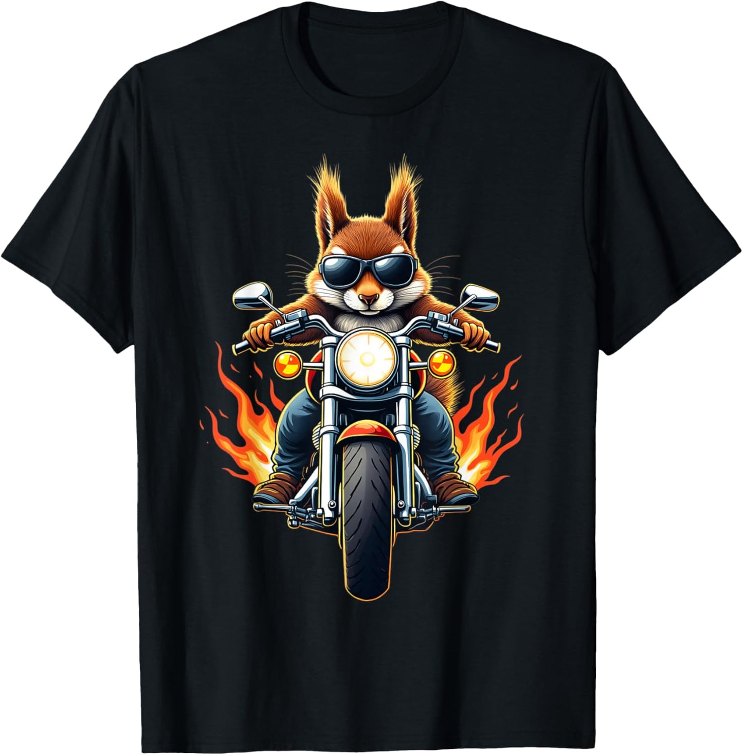 Funny Squirrel Riding a Motorcycle Design Squirrel Lovers T-Shirt - T-Shirt | Black