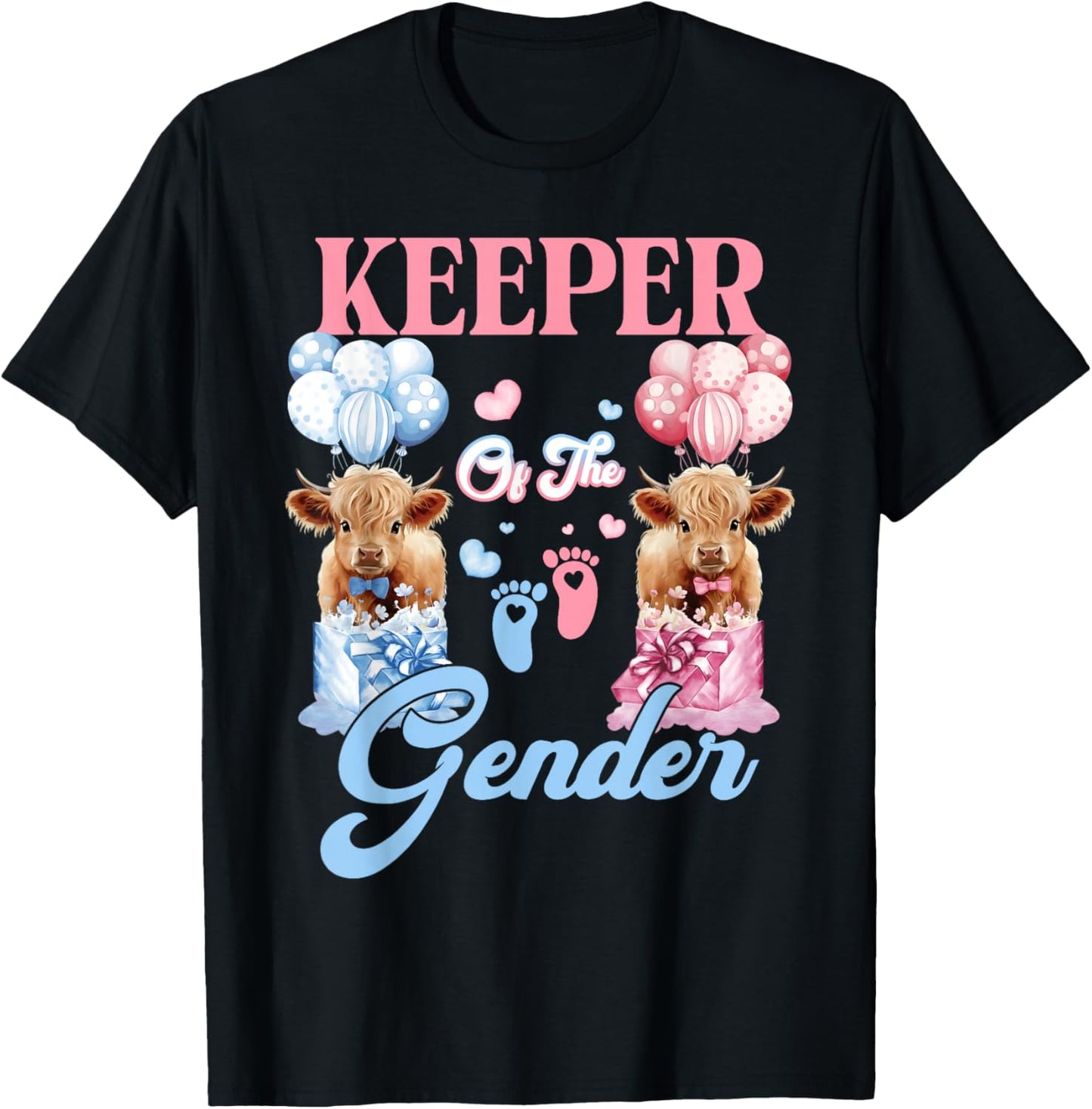 Keeper of The Gender Heifer Or Bull Baby Announcement T-Shirt - T-Shirt | Black
