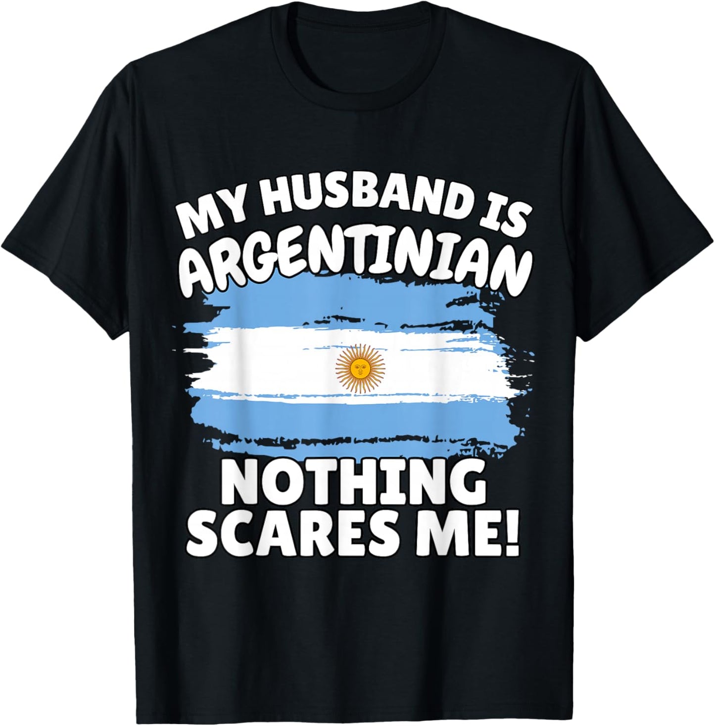 My Husband is Argentinian Funny Argentina Flag Gift Wife T-Shirt - T-Shirt | Black