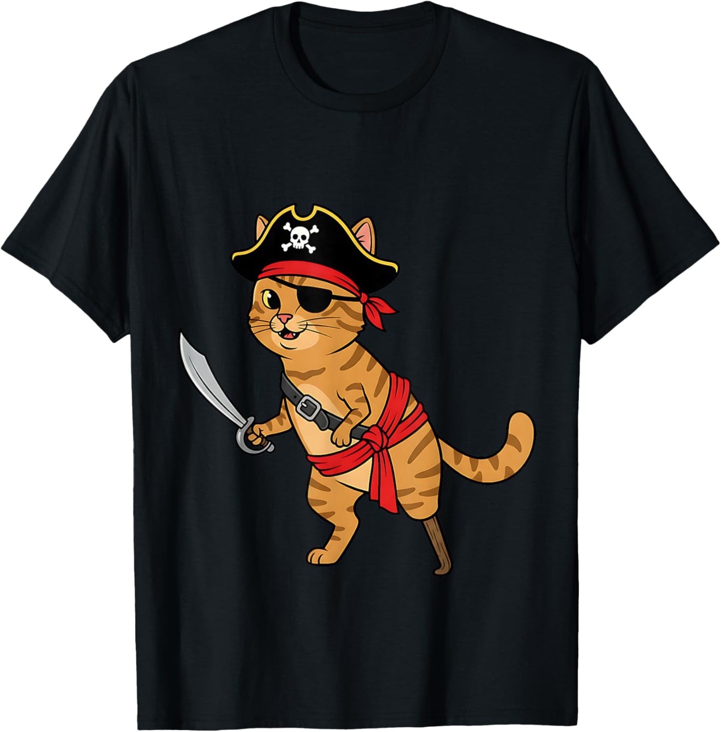 Pirate Cat Toddler Boy Funny Kids Halloween Costume T-Shirt - T-Shirt | Black