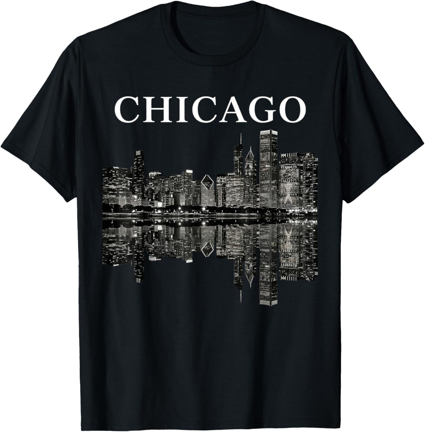Chicago Illinois Skyline City Reflection Urban T-Shirt - T-Shirt | Black