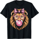 Cute Girly Sassy Lion with Pink Bow Pink Glasses Bubblegum T-Shirt - T-Shirt | Black