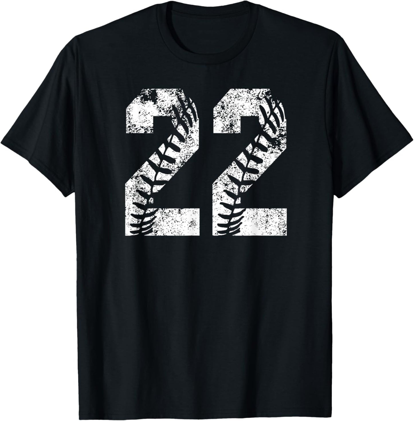 Vintage White Baseball Number 22 Jersey Player Uniform T-Shirt - T-Shirt | Black