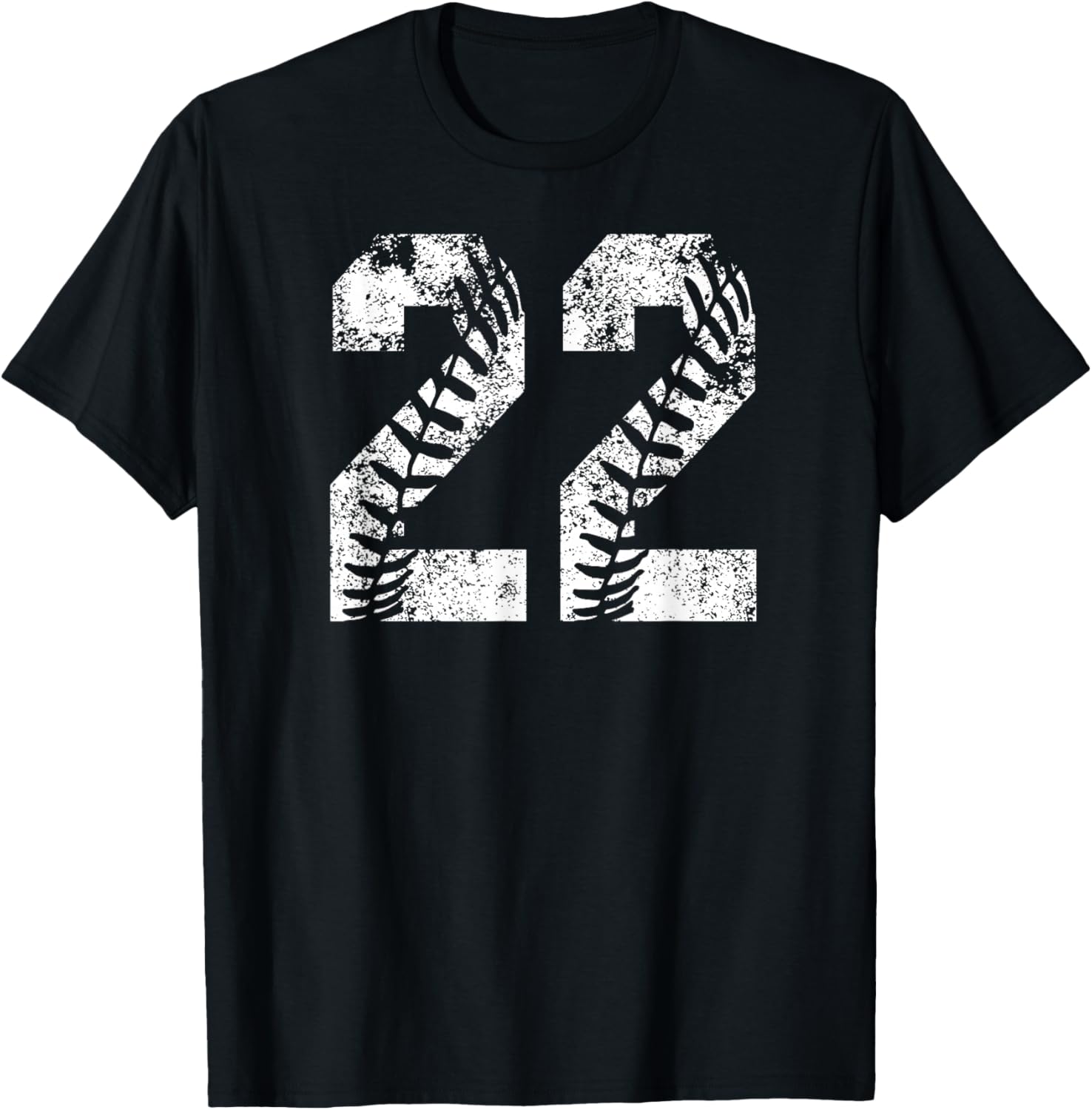 Vintage White Baseball Number 22 Jersey Player Uniform T-Shirt - T-Shirt | Black