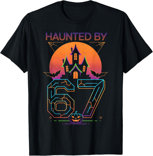 Funny 67 Meme Halloween Haunted Spooky, Six Seven T-Shirt - T-Shirt | Black