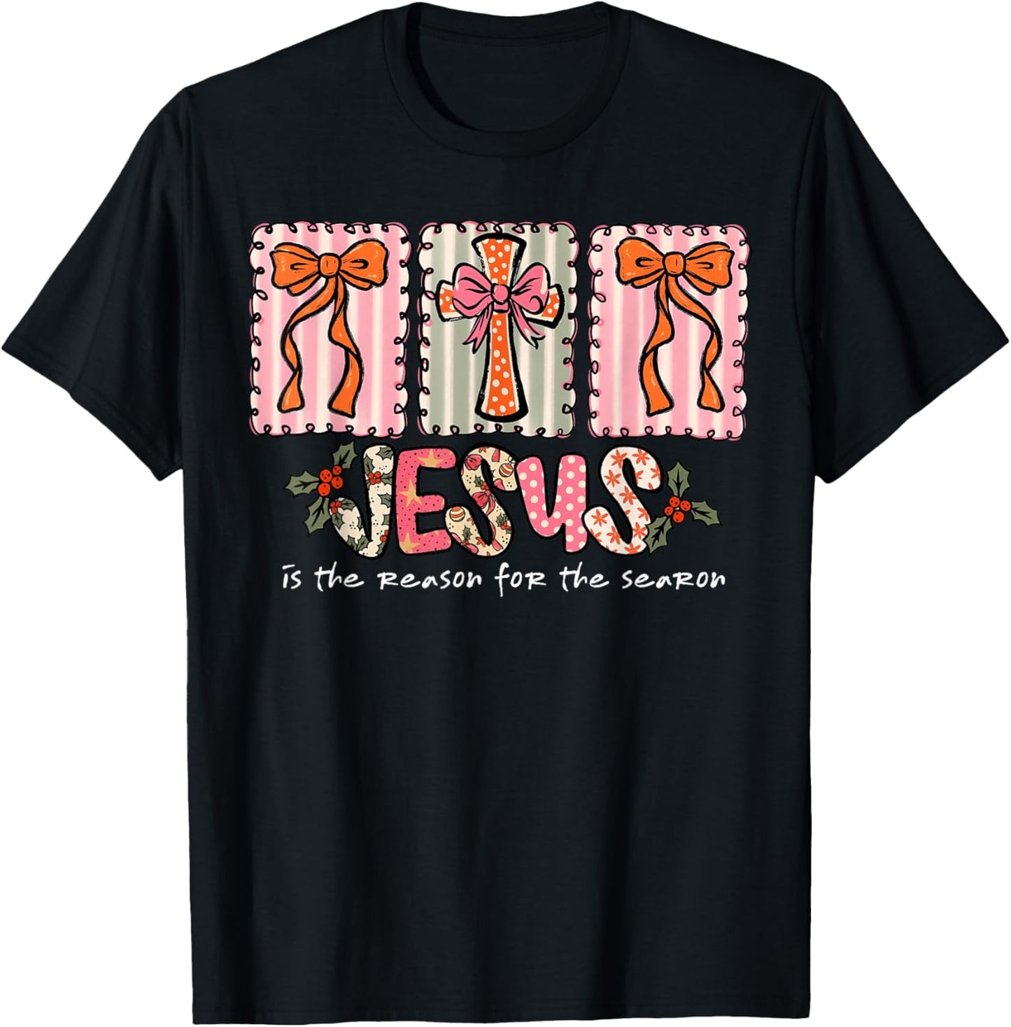 Christmas Jesus Reason Season Xmas Christian Men Women Kids T-Shirt - T-Shirt | Black
