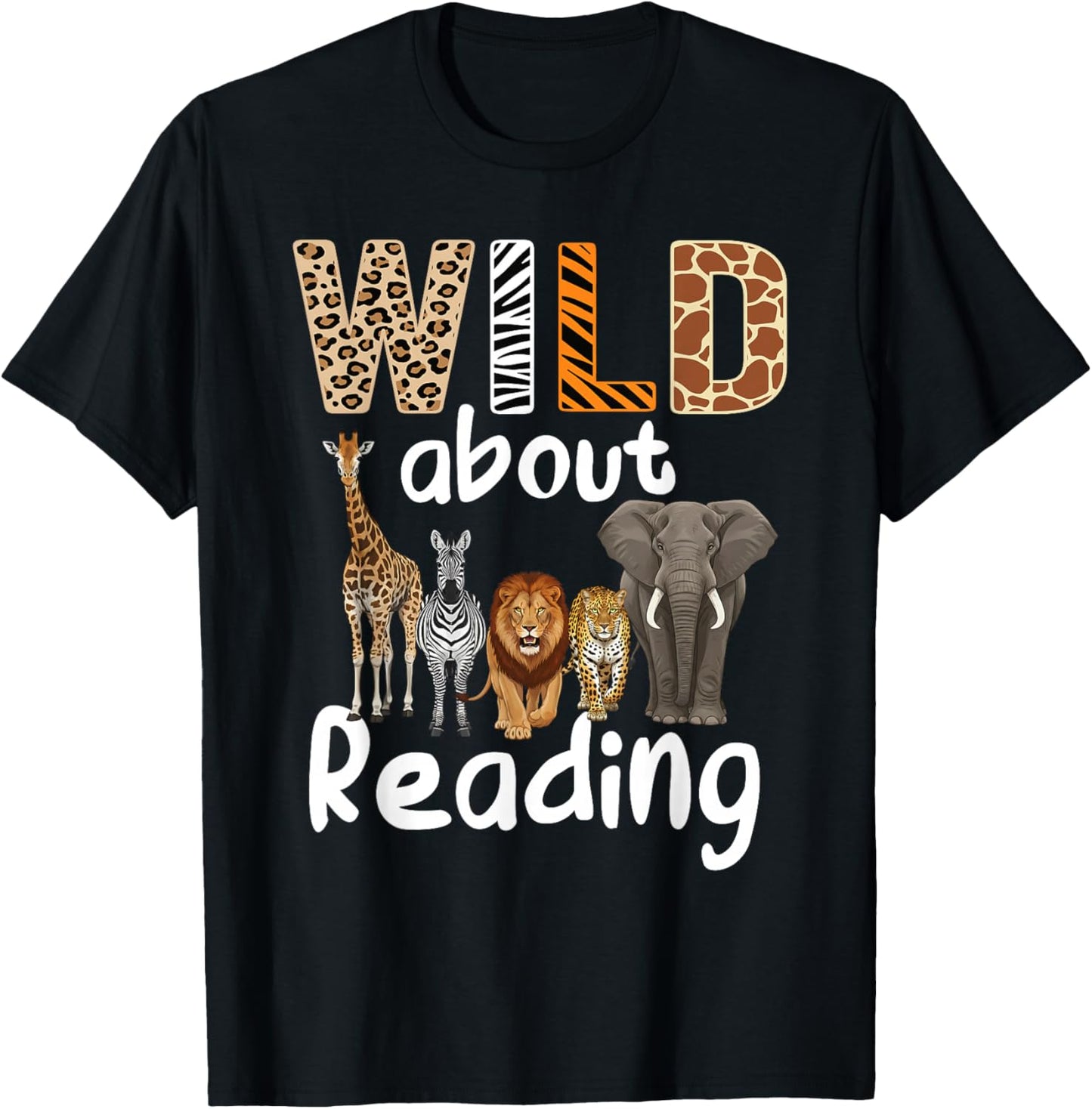 Wild About Reading Books Reader Teachers Kids Librarian T-Shirt - T-Shirt | Black