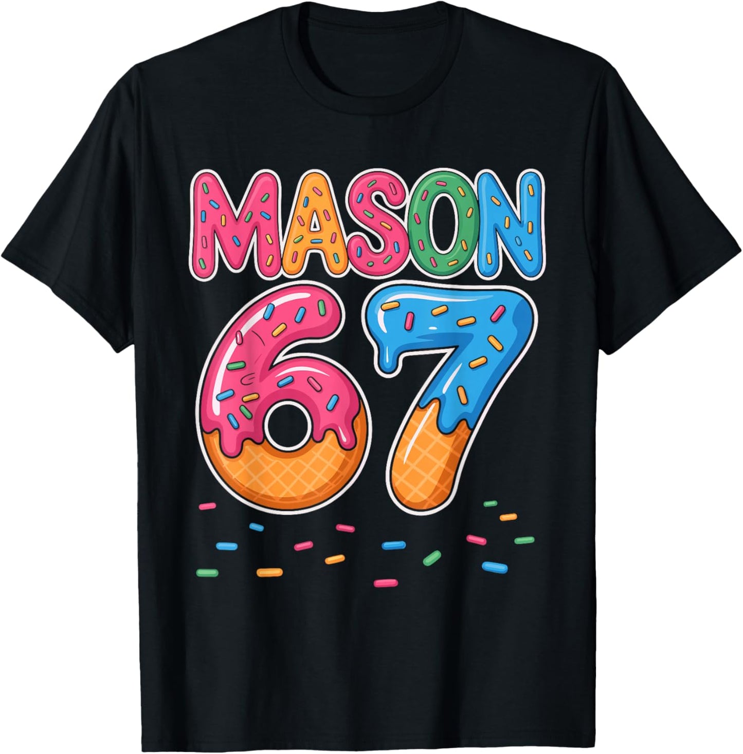Ice Cream Drip Mason Six Seven 6 7 Gen Alpha Slang Meme 67 T-Shirt - T-Shirt | Black