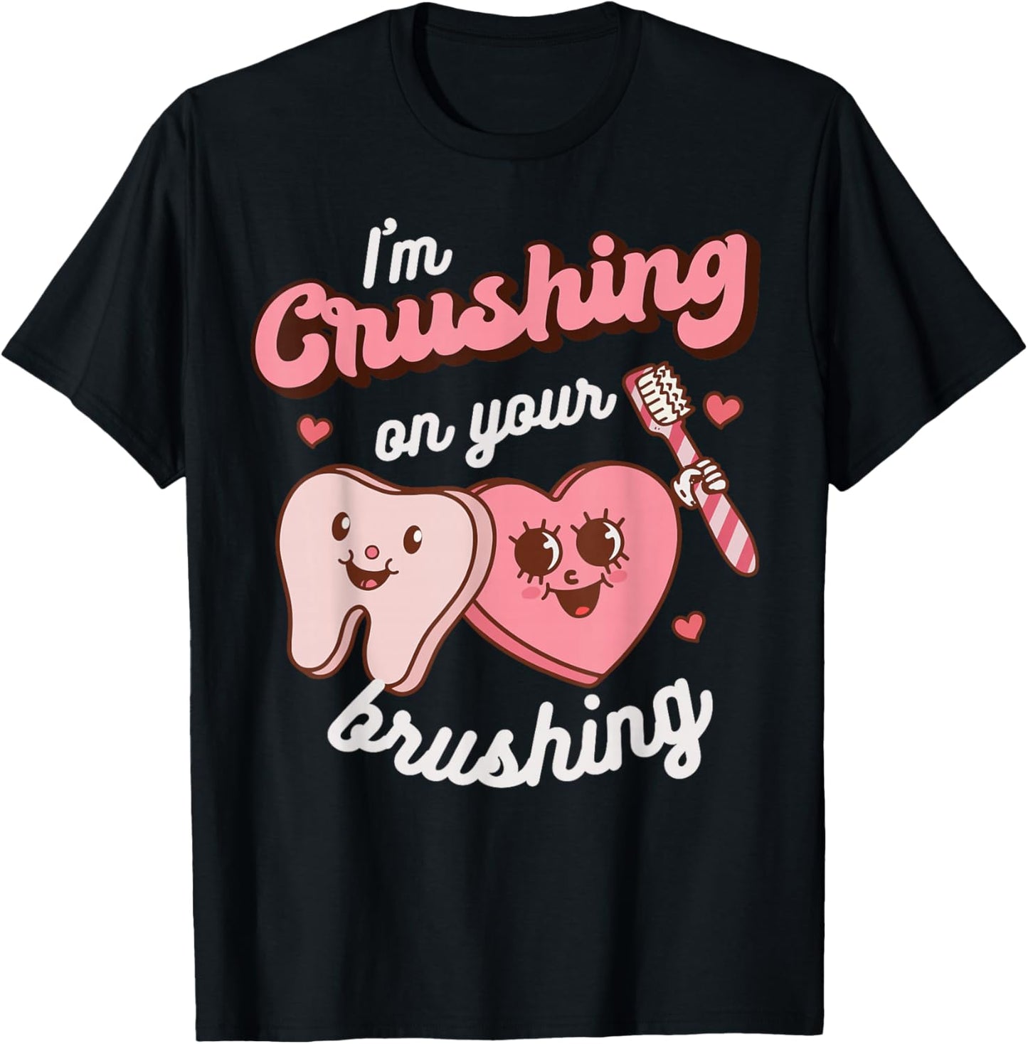 Dental Hygienist Valentines Day Dentist Squad Tooth Heart T-Shirt - T-Shirt | Black