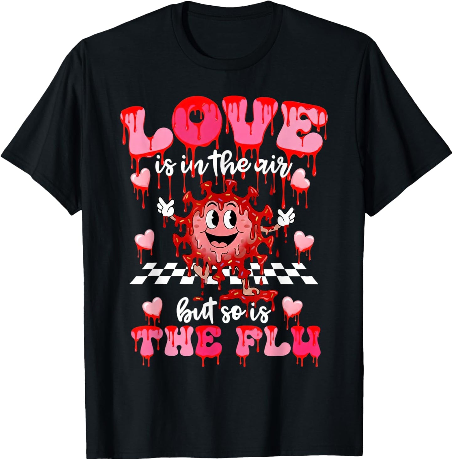 Valentine Nurse Funny Love is in The Air Flu Humor T-Shirt - T-Shirt | Black