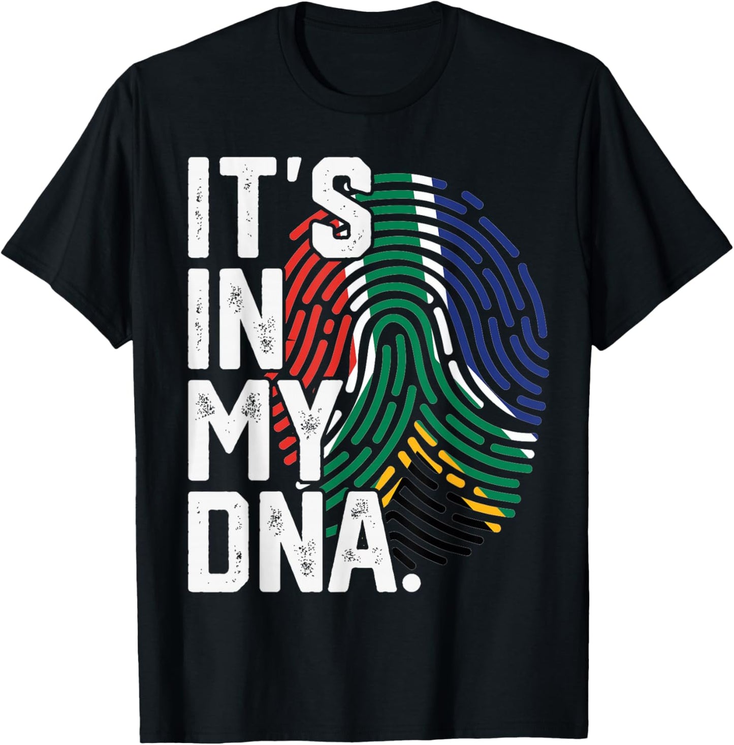 South Africa Roots Flag Fingerprint Graphic Patriotic T-Shirt - T-Shirt | Black