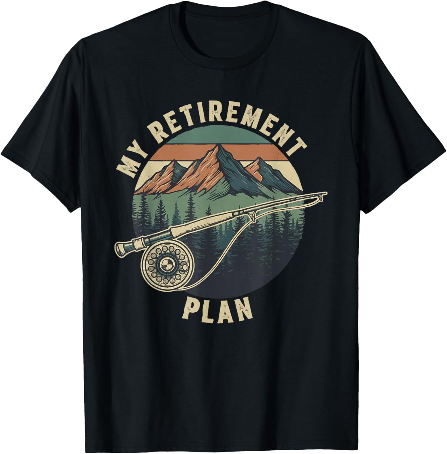 Funny Fly Fishing My Retirement Plan Retro Vintage T-Shirt - T-Shirt | Black