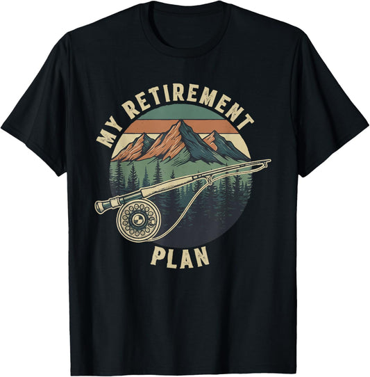 Funny Fly Fishing My Retirement Plan Retro Vintage T-Shirt - T-Shirt | Black