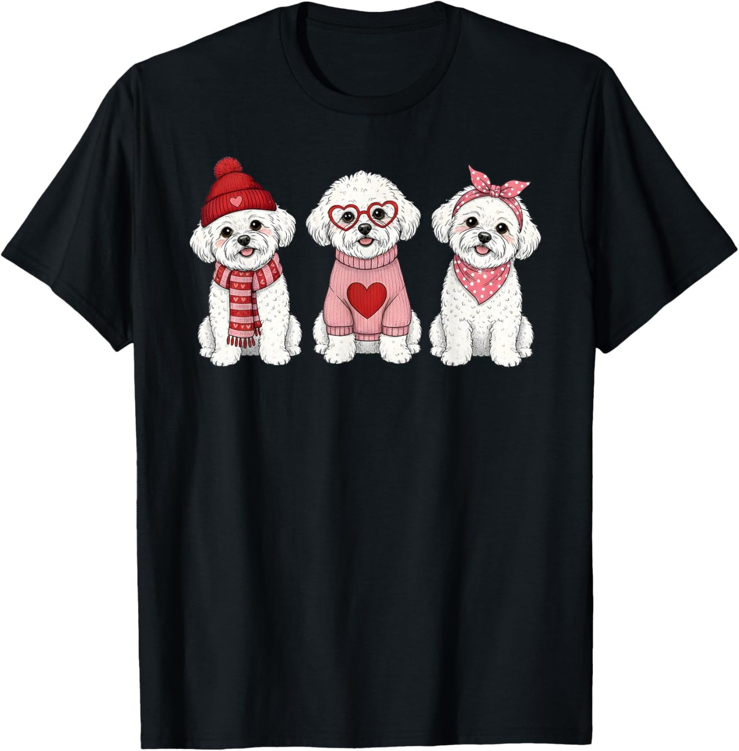 Cute Bichon Frise Valentine Dog T-Shirt - T-Shirt | Black