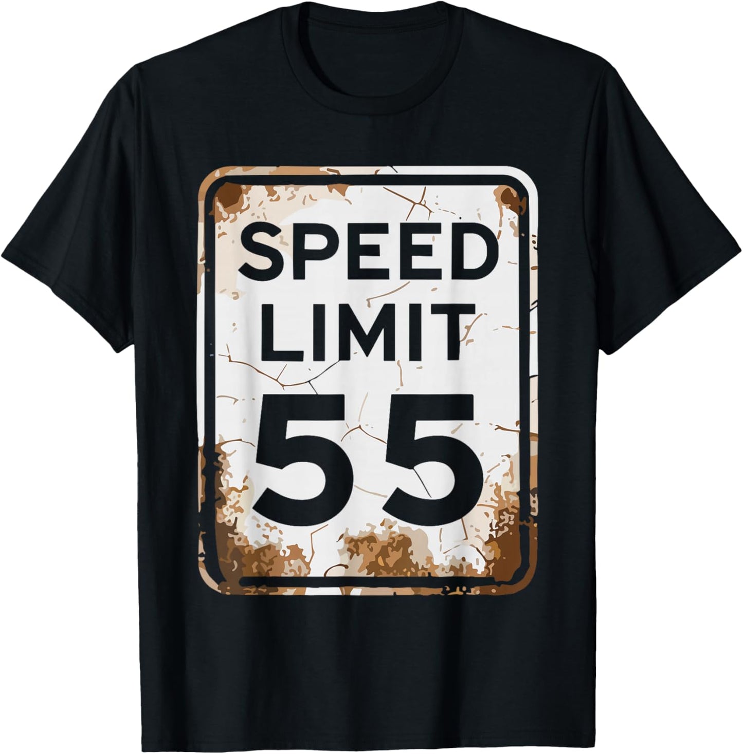 Vintage Speed Limit 55 Shirt, Fun 55th Birthday Road Sign T-Shirt - T-Shirt | Black