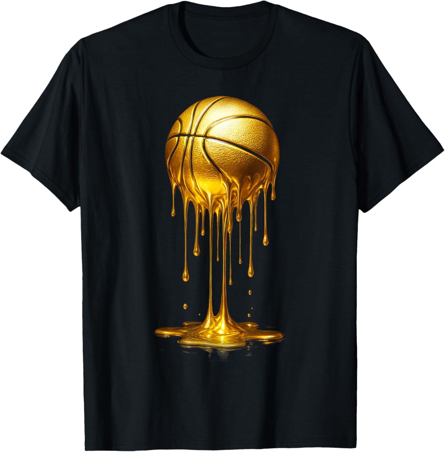 Melting Golden Basketball Lovers Men Boys Girls Brainrot T-Shirt - T-Shirt | Black