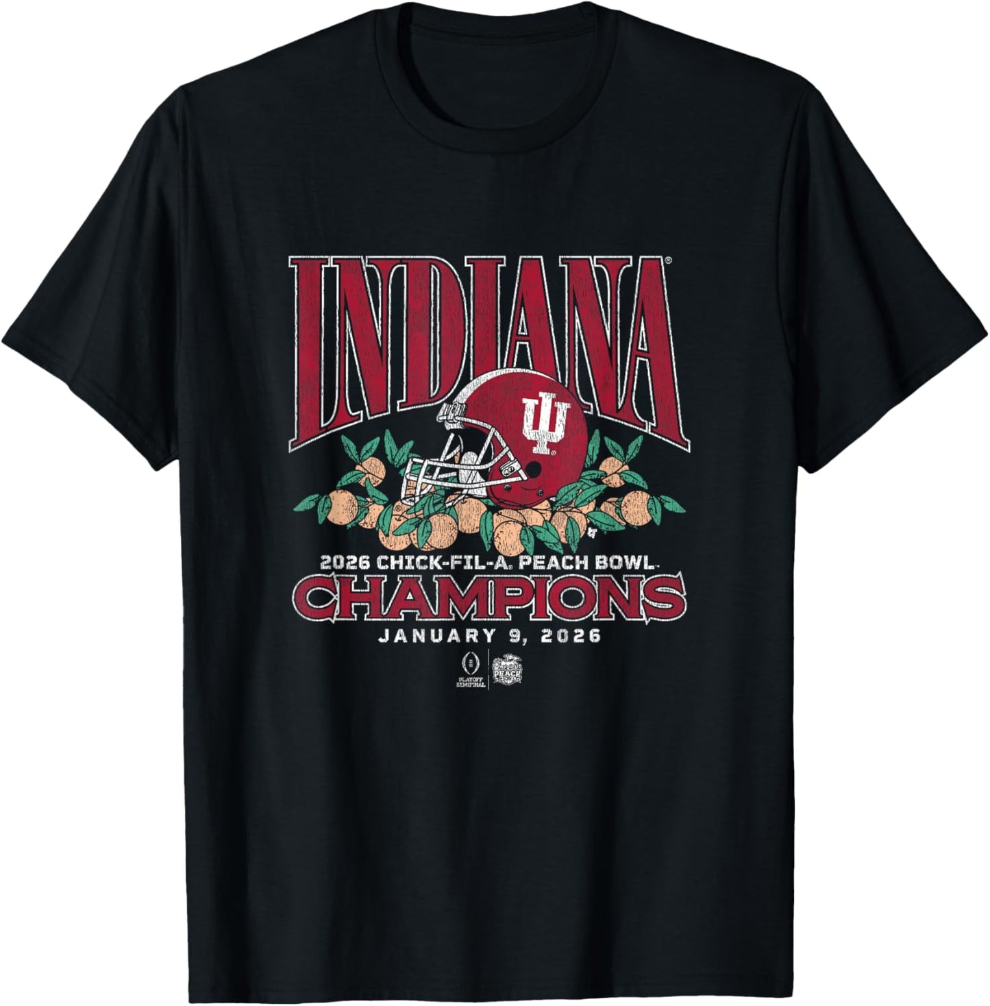 Indiana Football: CFP Peach Bowl Champions T-Shirt - T-Shirt | Black