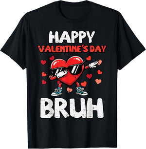 Happy Valentines Day Bruh Heart Meme Dance Kids Men Women T-Shirt - T-Shirt | Black