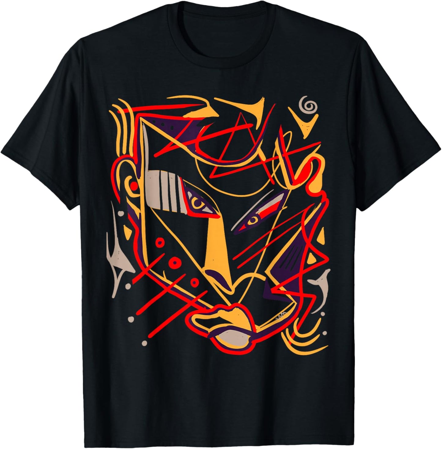 Artwork Graphic Face Mask Pop Art African Tribal T-Shirt - T-Shirt | Black