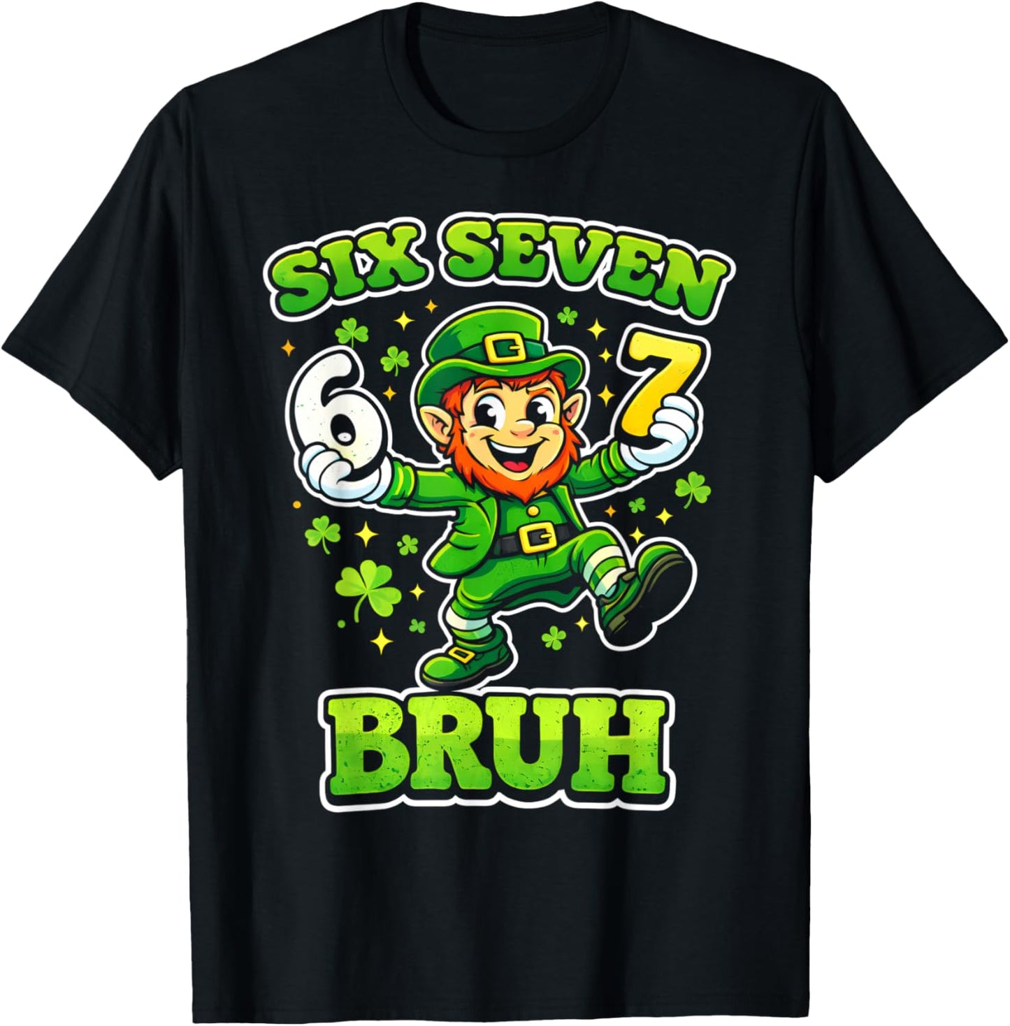 St Patrick's Boys Kids Girls Funny six Seven Leprechaun 67 T-Shirt - T-Shirt | Black
