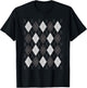 Preppy Plaid Argyle Stylish & Fun Faux Sweater Design T-Shirt - T-Shirt | Black