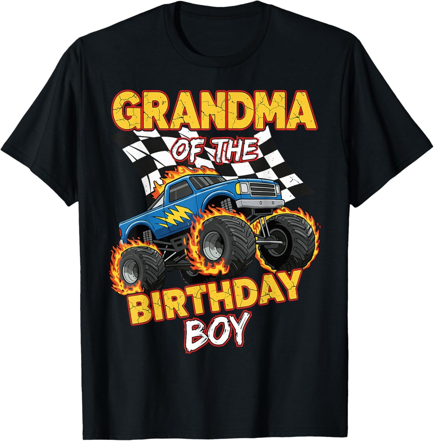Grandma of The Birthday Boy Monster Truck Birthday Family T-Shirt - T-Shirt | Black