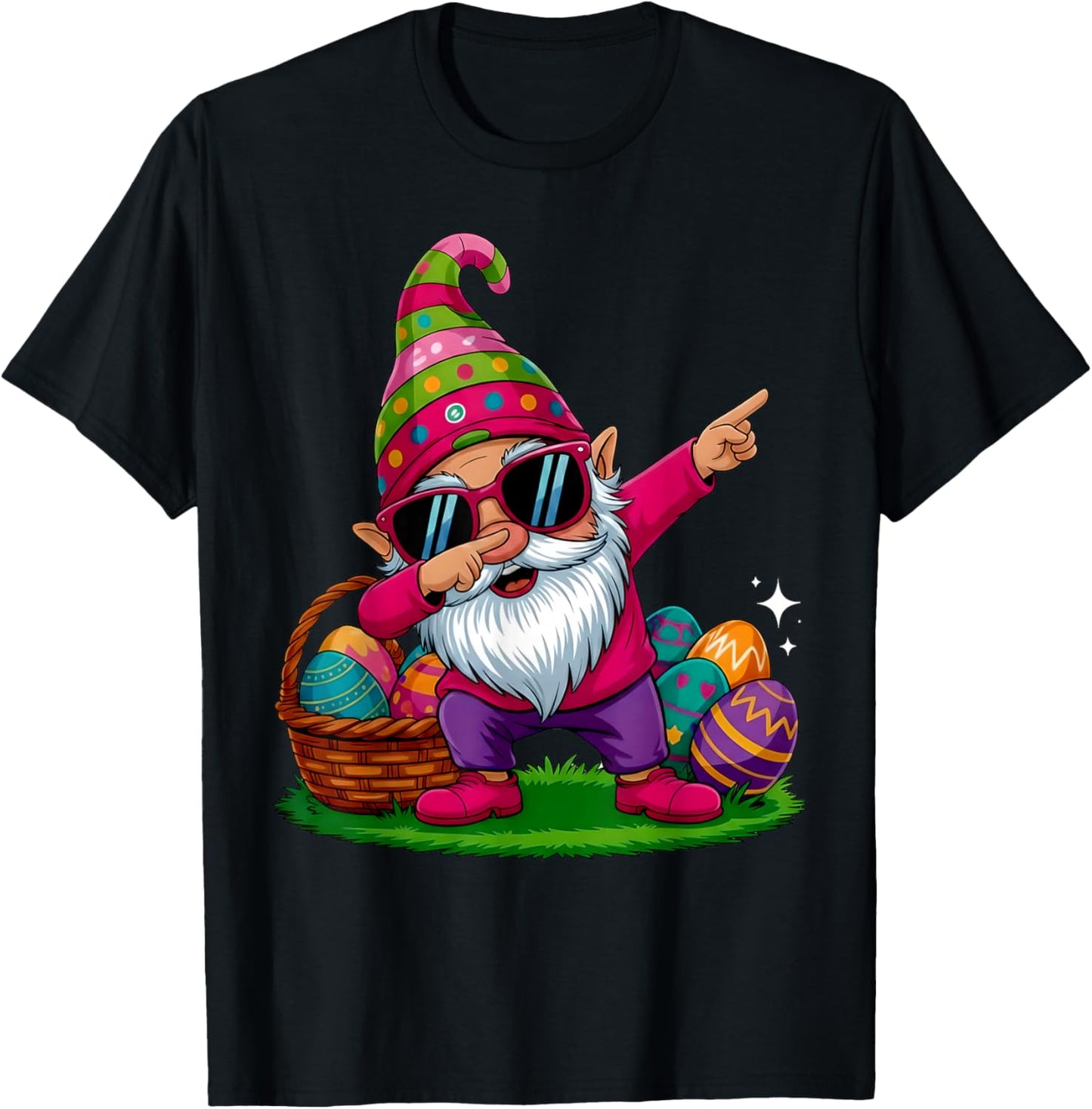 Happy Easter Day Gnome Hug Easter Eggs Women Girl T-Shirt - T-Shirt | Black