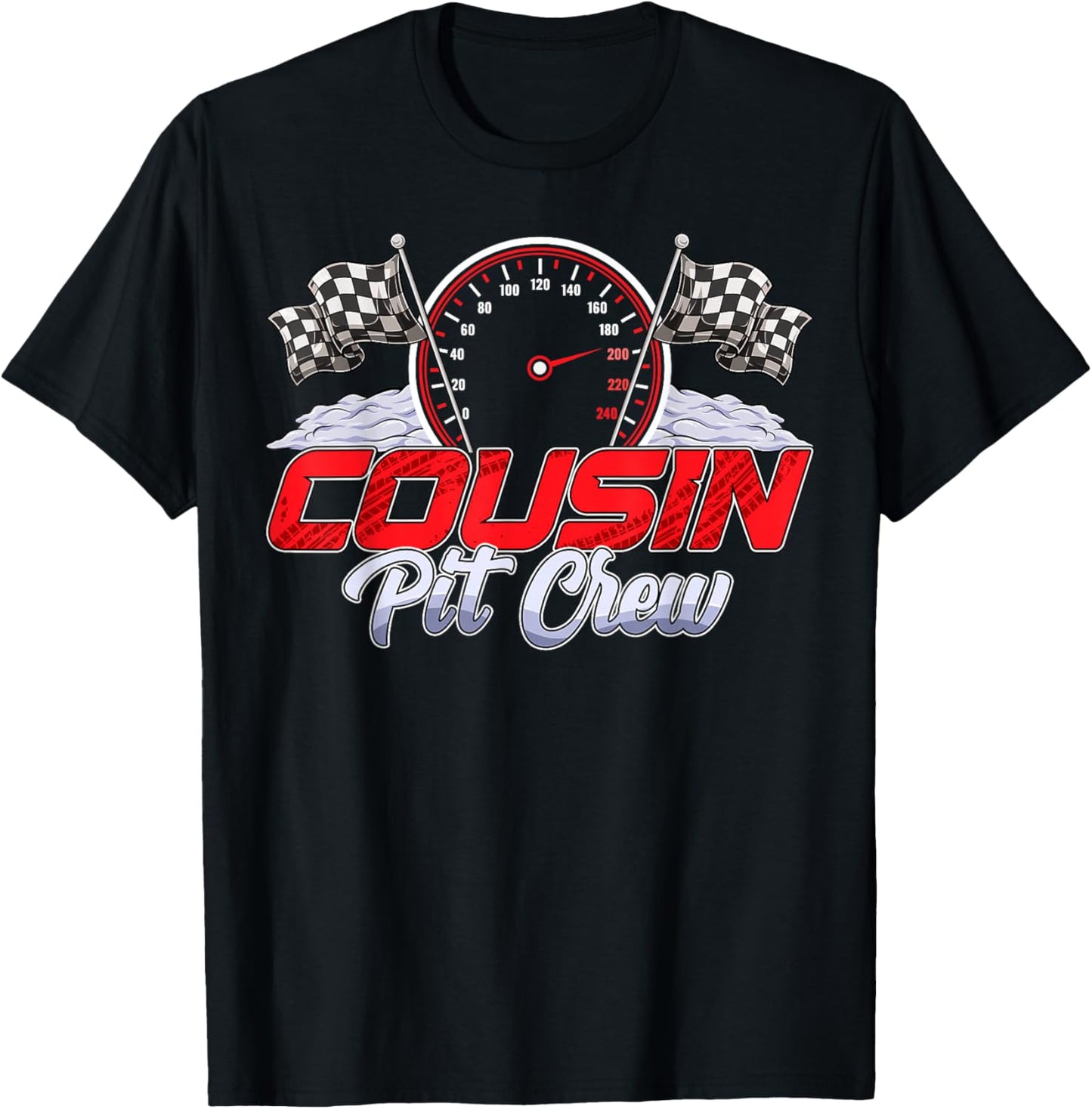 Cousin Pit Crew Race Car Birthday Family Matching Racing T-Shirt - T-Shirt | Black