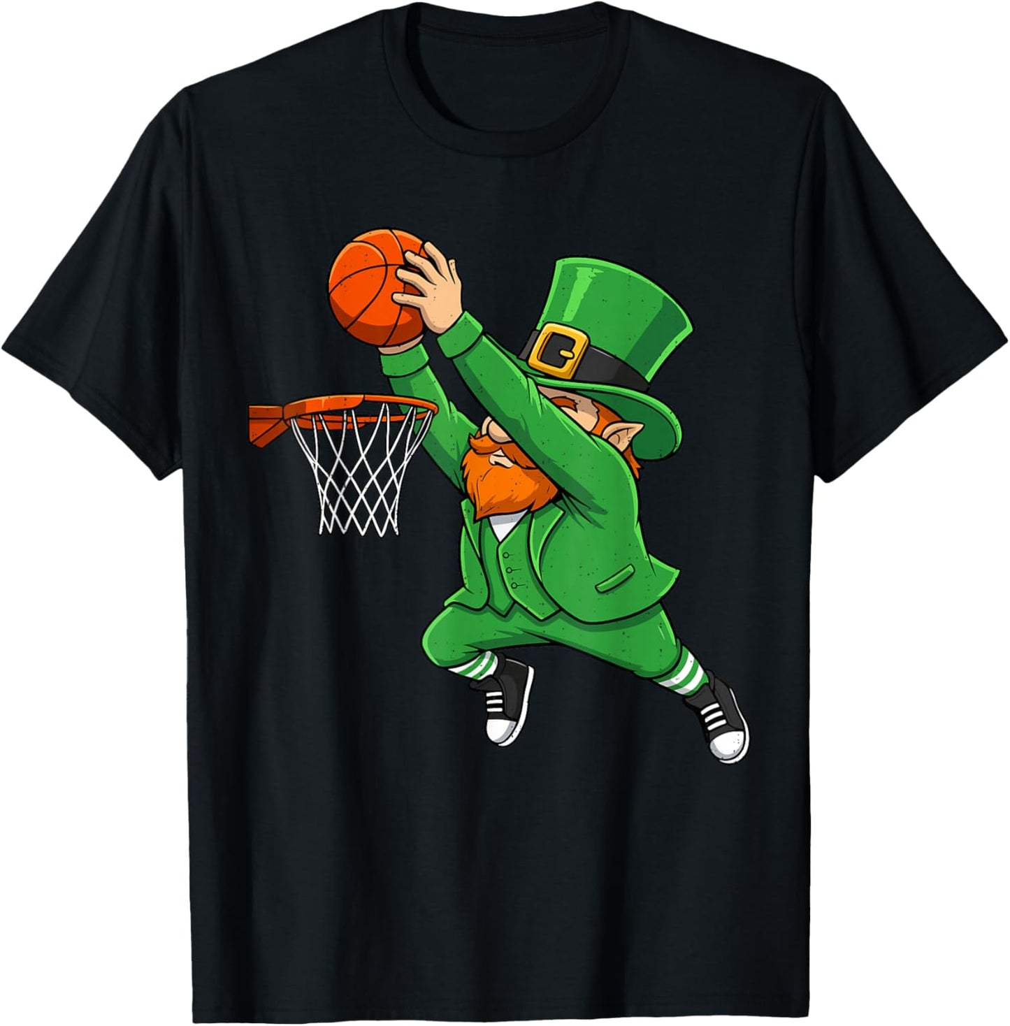 Leprechaun Basketball Green St Patricks Day Sport Boys Kids T-Shirt - T-Shirt | Black