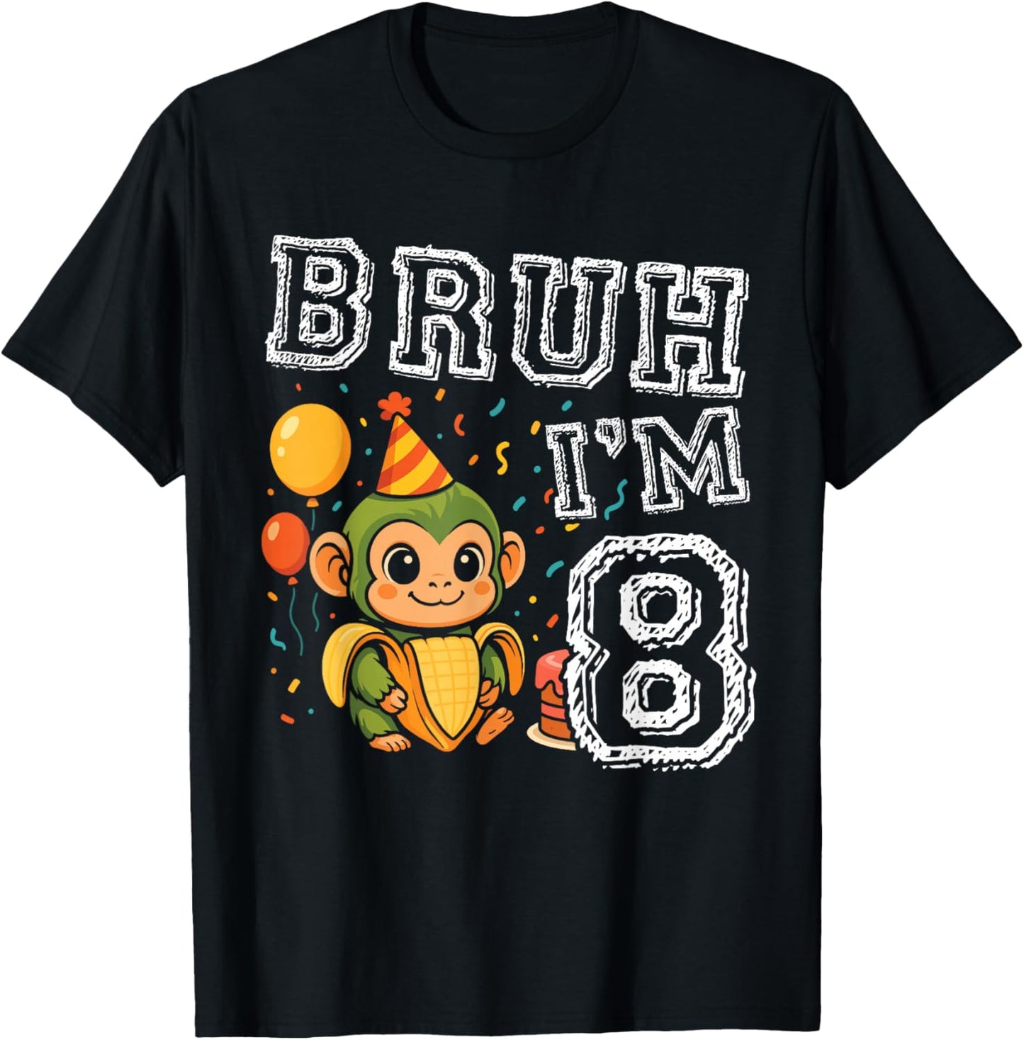 Italian Brainrot Bruh I'm 8 Age 8th Kids Boys Girls T-Shirt - T-Shirt | Black