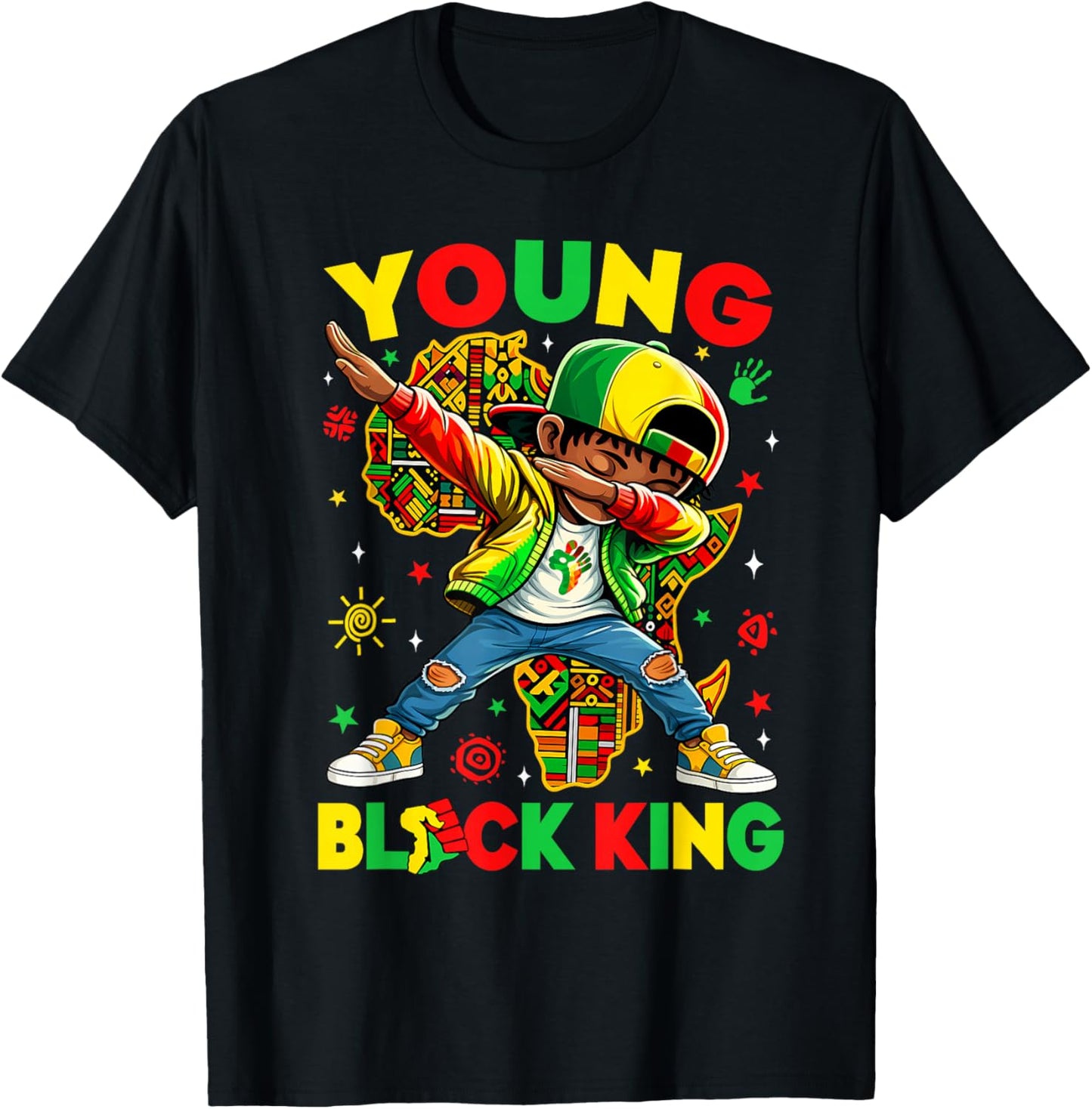 Young Black King Melanin African American History Month T-Shirt - T-Shirt | Black