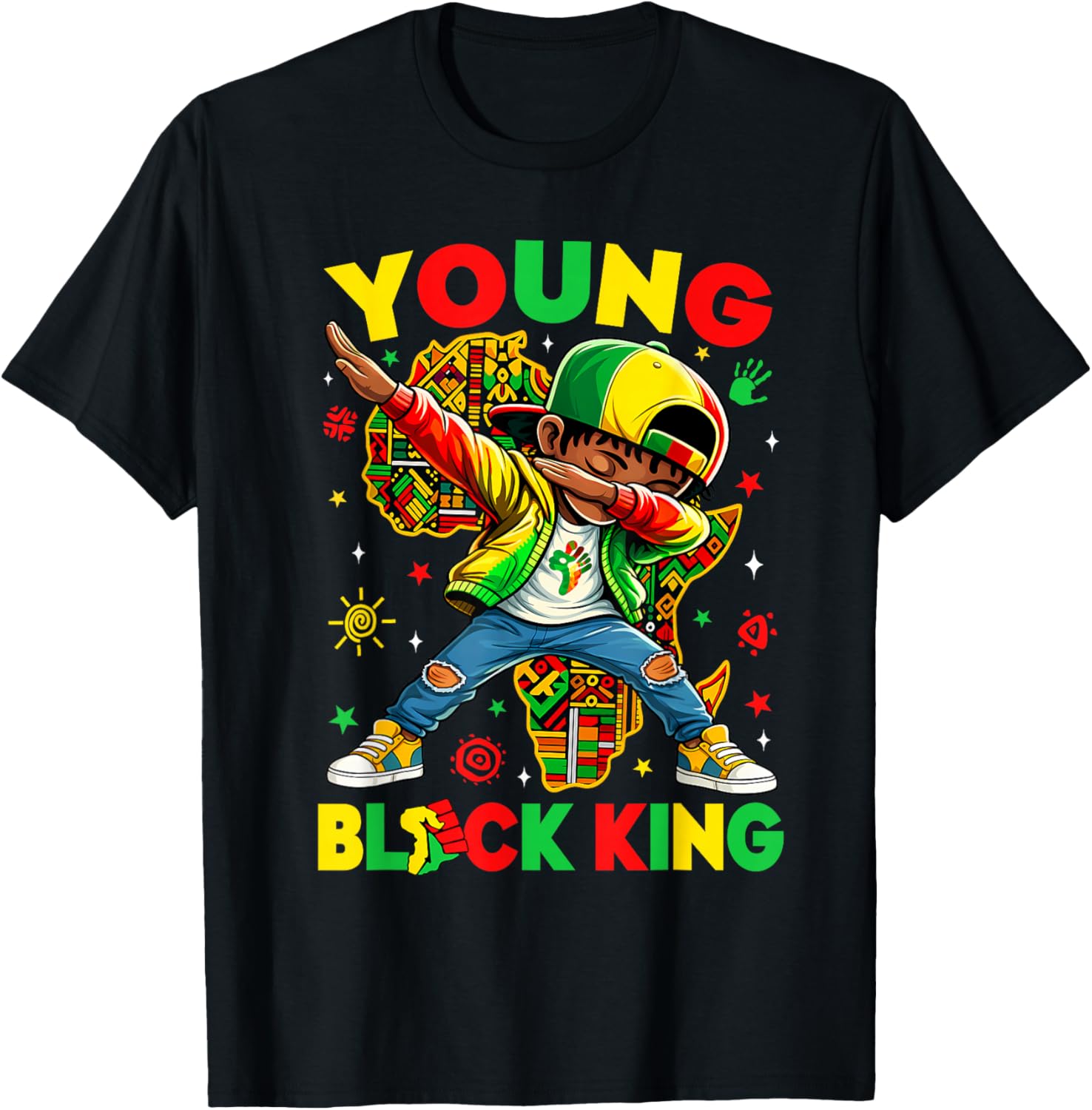 Young Black King Melanin African American History Month T-Shirt - T-Shirt | Black