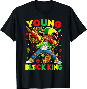 Young Black King Melanin African American History Month T-Shirt - T-Shirt | Black