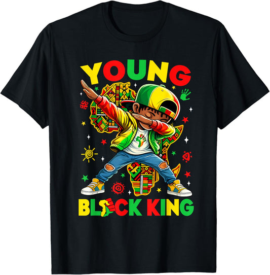 Young Black King Melanin African American History Month T-Shirt - T-Shirt | Black