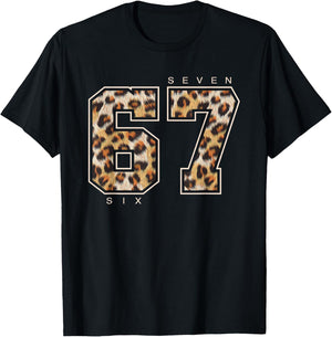 67 Leopard Pattern Retro Sixty Seven Animal Skin Style Gifts T-Shirt - T-Shirt | Black
