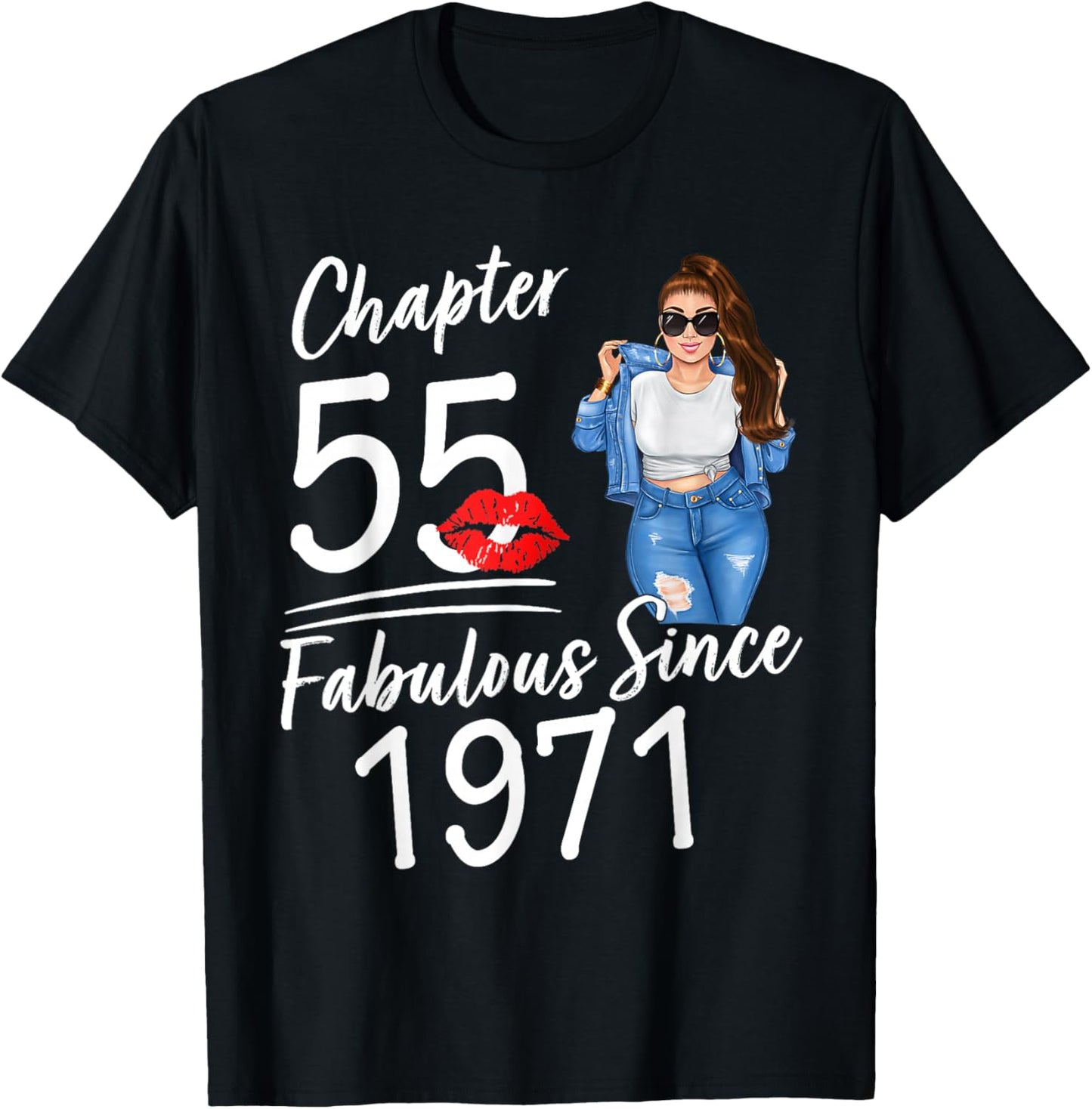 Chapter 55 Fabulous Since 1971 Birthday Queen T-Shirt - T-Shirt | Black