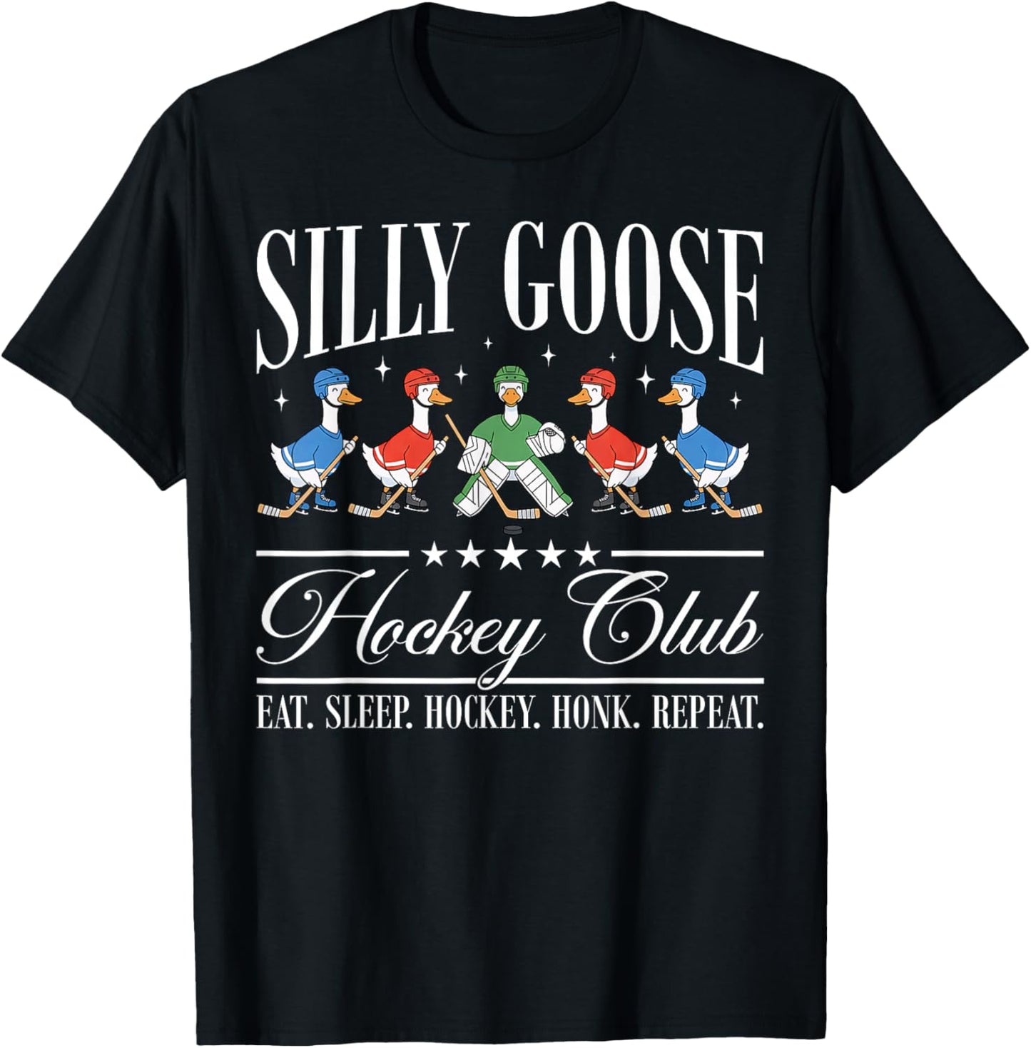 Silly Goose Hockey Club Funny Goose Hockey Lovers T-Shirt - T-Shirt | Black