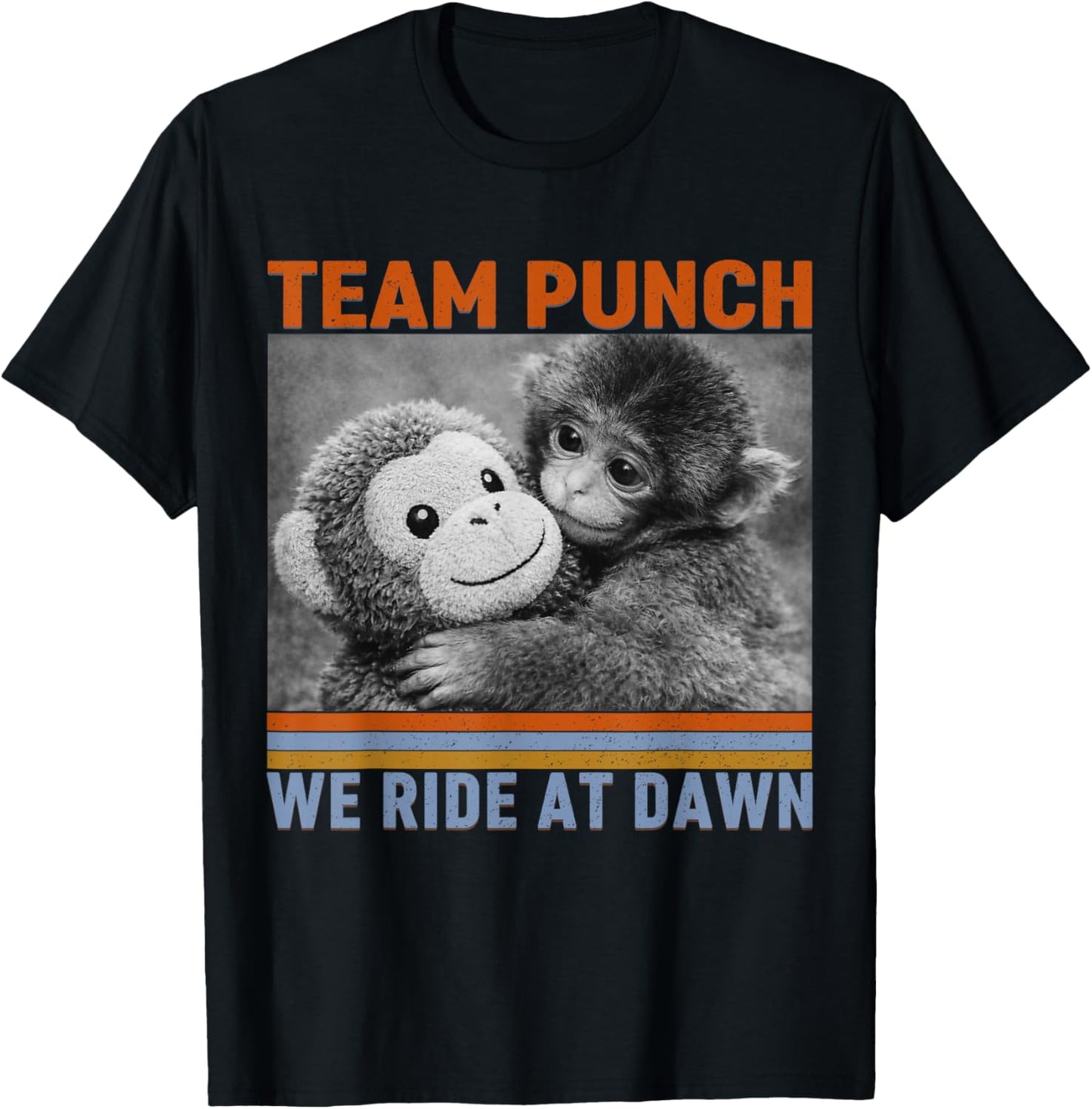 Retro Team Punch Monkey Ride At Dawn Hopecore T-Shirt - T-Shirt | Black