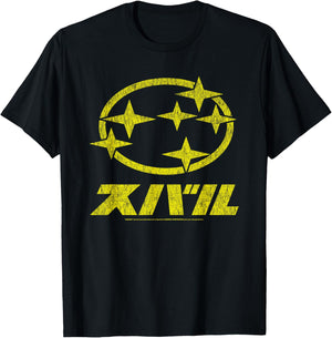Subaru Vintage Distressed Kanji Stars Logo Car Brand T-Shirt - T-Shirt | Black
