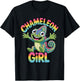 Reptile Modern Colorful Lovely Unique Retro Sweet Chameleon T-Shirt - T-Shirt | Black