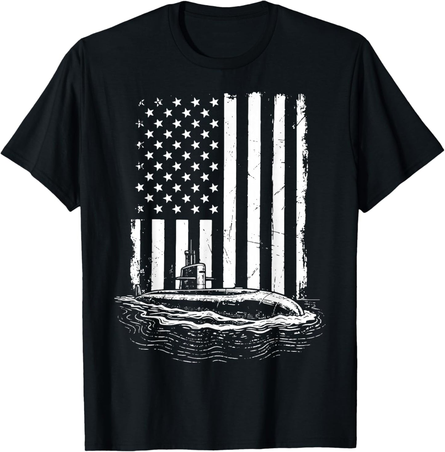 Submarine USA Flag Veteran 4th of July T-Shirt - T-Shirt | Black