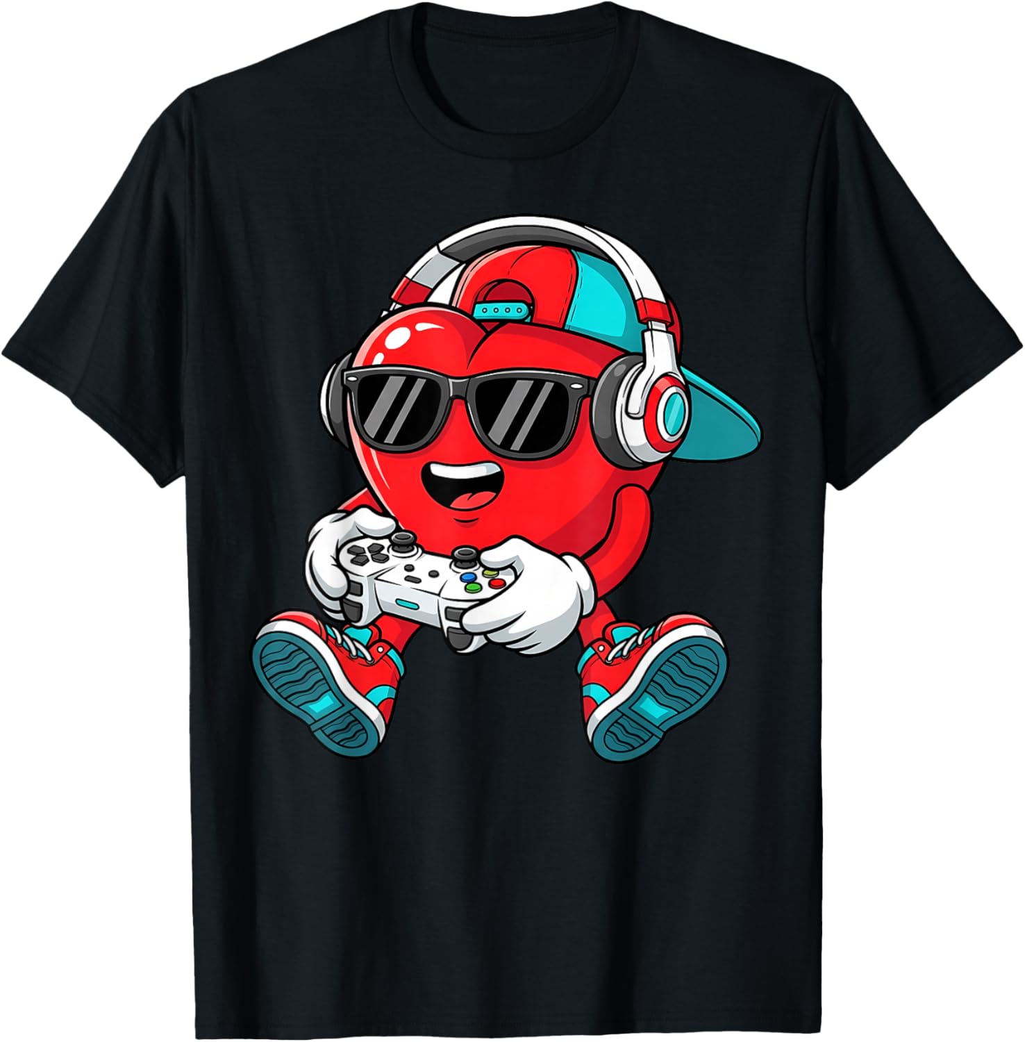 Valentines Day Gamer Heart Gaming Boys Kids Men Youth Teen T-Shirt - T-Shirt | Black