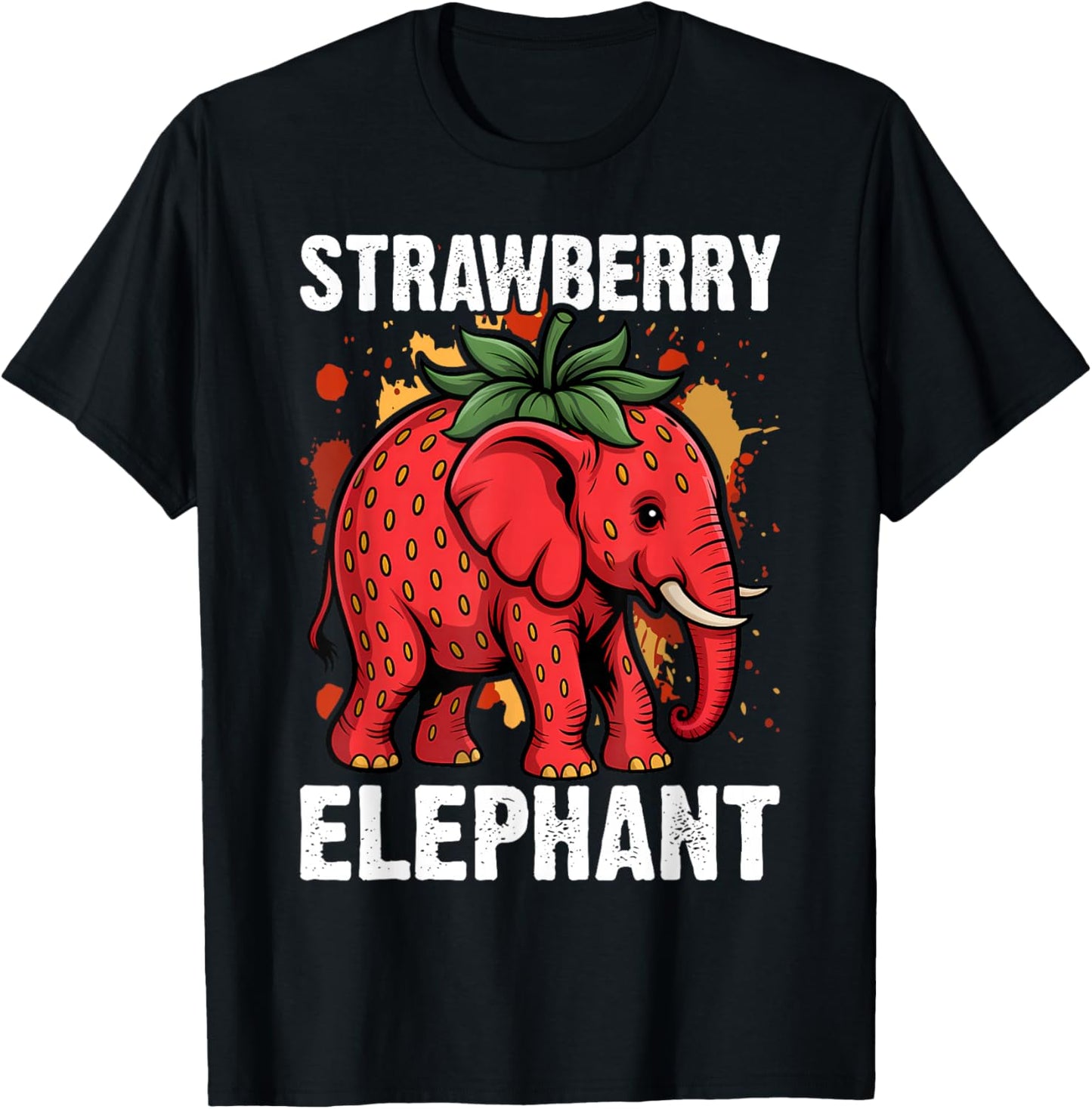 Kids Meme Strawberry Elephant T-Shirt - T-Shirt | Black