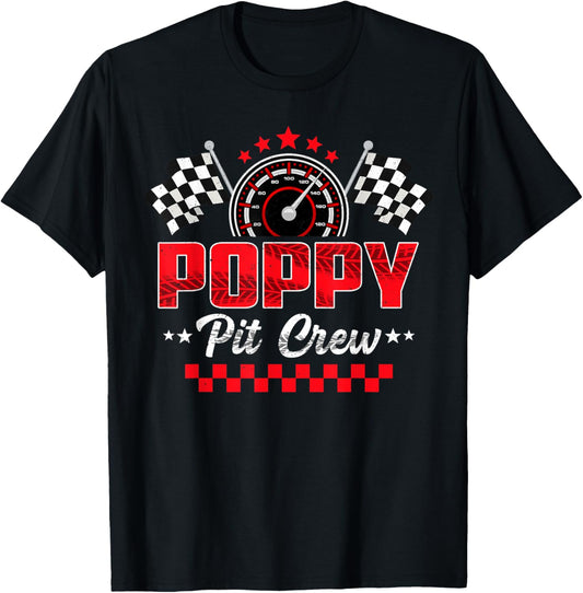 Race Car Birthday Party Racing Family Poppy Pit Crew T-Shirt - T-Shirt | Black