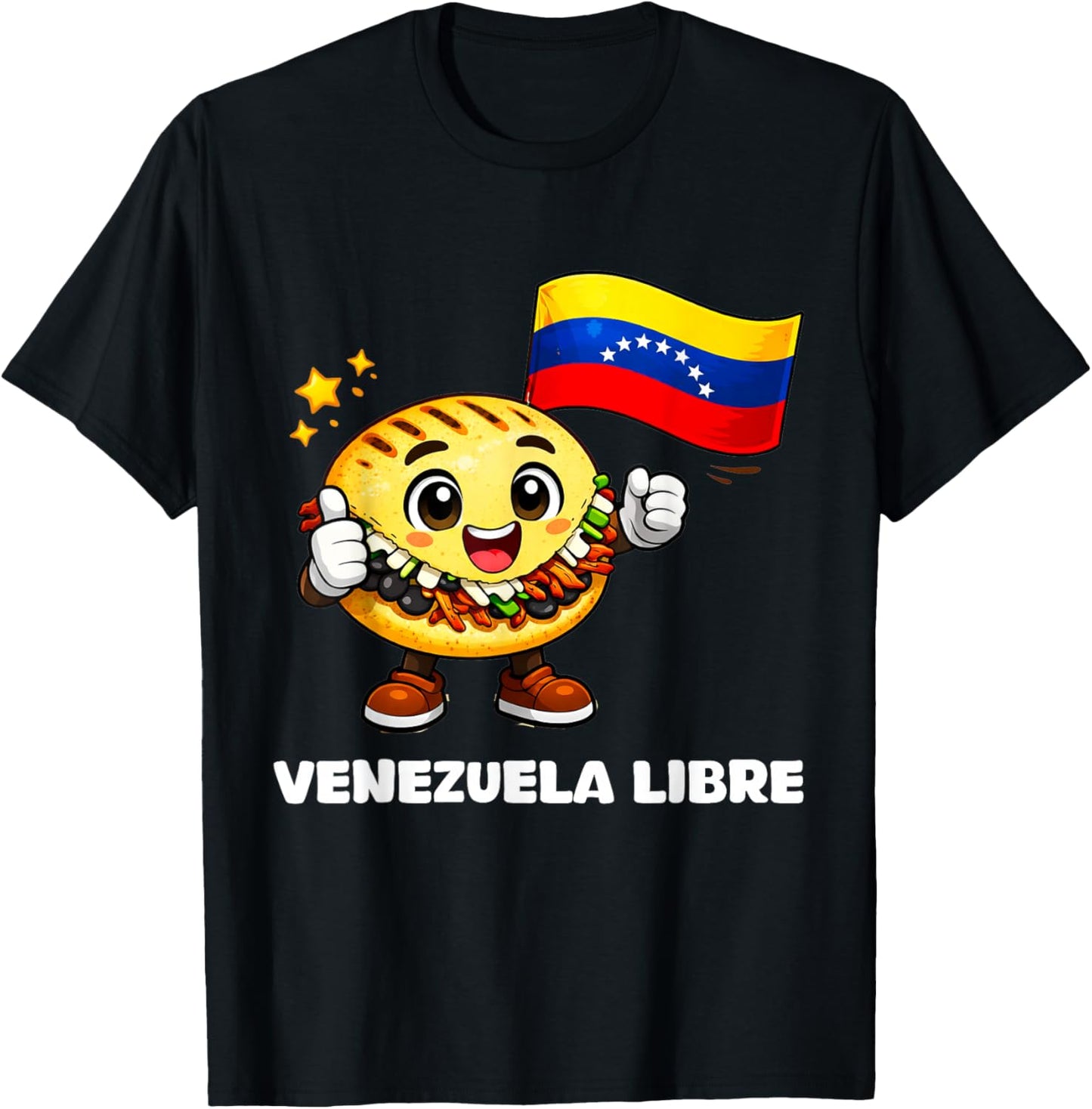 Venezuela Libre Venezuelan Freedom Strong Arepa Flag T-Shirt - T-Shirt | Black