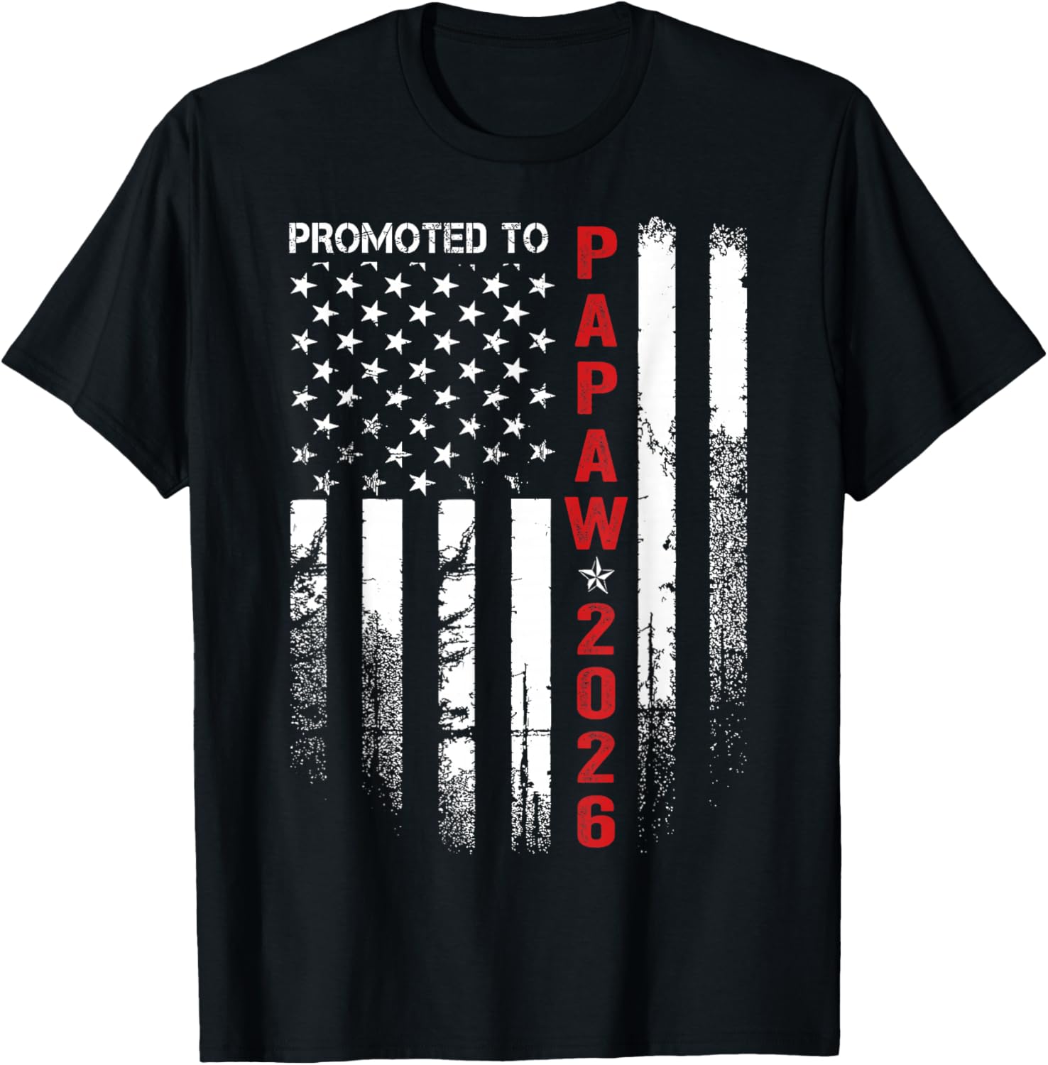 Patriotic Promoted to Papaw Est 2026 First Time Dad T-Shirt - T-Shirt | Black