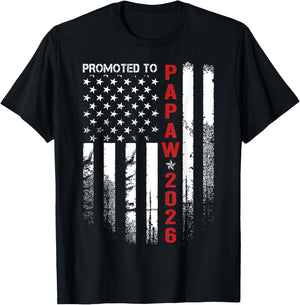 Patriotic Promoted to Papaw Est 2026 First Time Dad T-Shirt - T-Shirt | Black